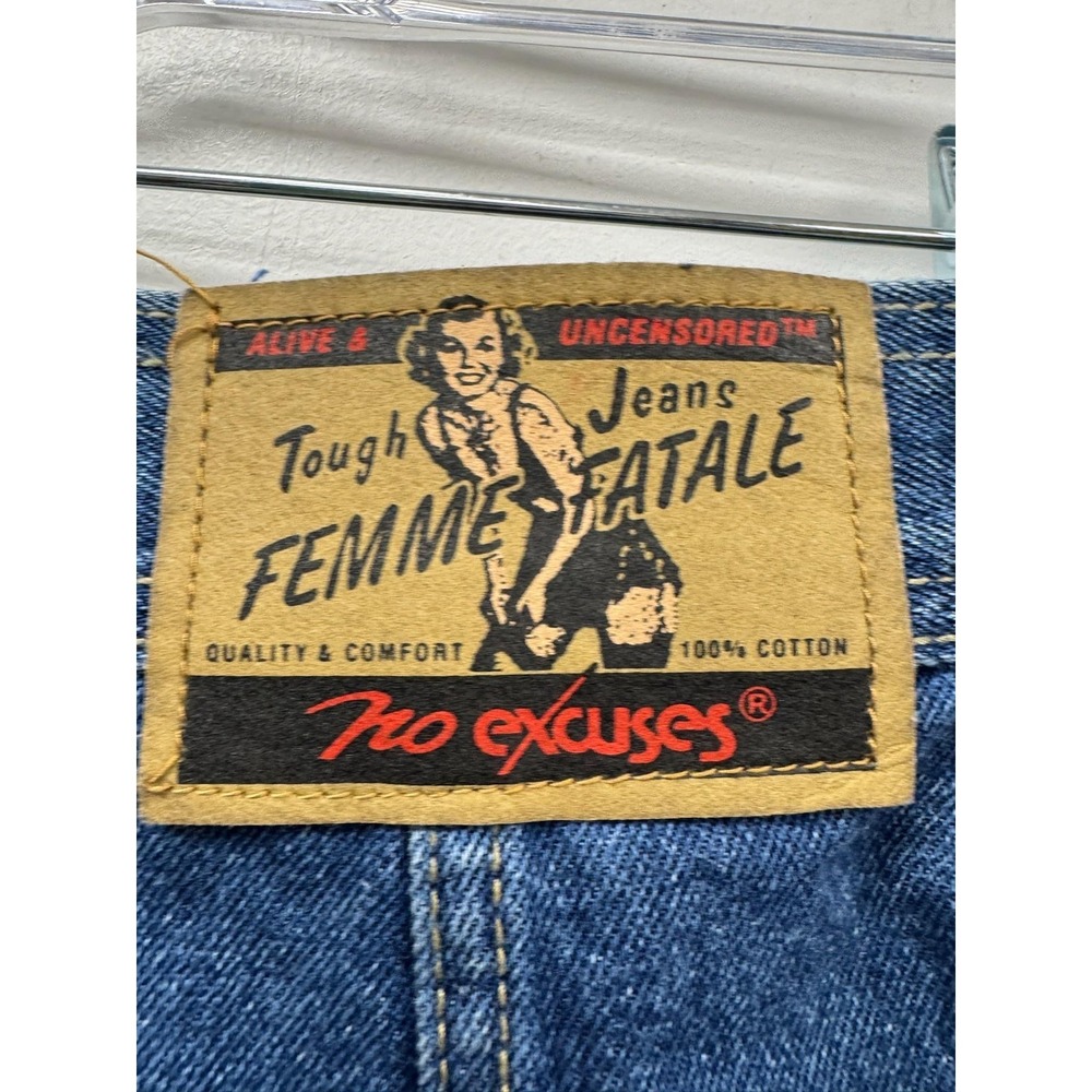Vintage No Excuses Skirt 30" 15/16 Blue Denim Button A-Line Femme Fatale Y2K‎ - Picture 4 of 7